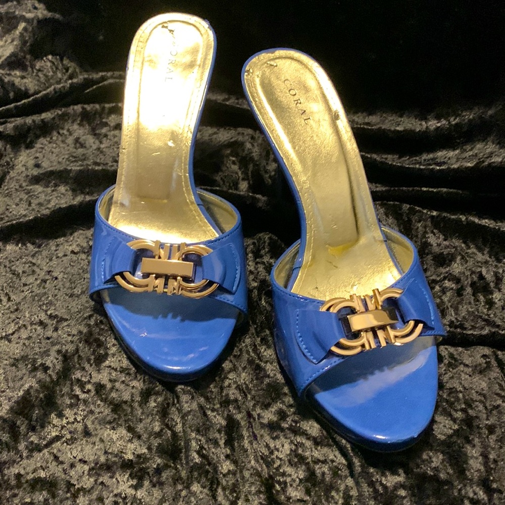 Blue Slip-On High Heels